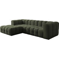 ECKSOFA Mochi L-Form 5-Sitzer Links, Samt, Dunkelgrün 290/75/193 cm - Dunkelgrün/Schwarz, Kunststoff/Textil (290/193cm) - WFL GROUP
