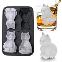 EISWÜRFELFORM Katze 4-fach mit Deckel - Transparent, Kunststoff (1/1/1cm)