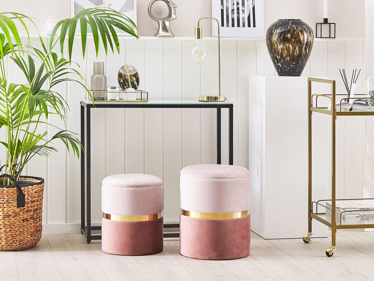 POUF Wichita 36/31/36/31/44/39 cm - Pink, Textil (31/39/31cm) - Beliani