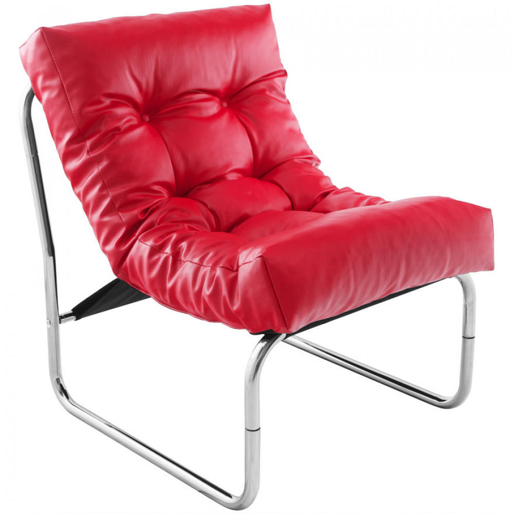 LOUNGESESSEL Rot 60x76x73cm - Chromfarben/Rot, Leder (60/76/73cm) - AlterEgo