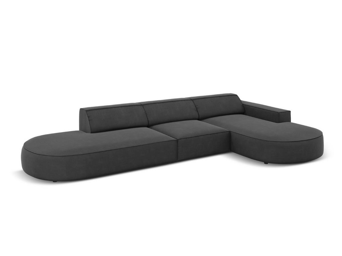 ECKSOFA rechts Jodie aus Samt grau 4 Sitzplätze - Grau, Textil (166/342cm) - Micadoni