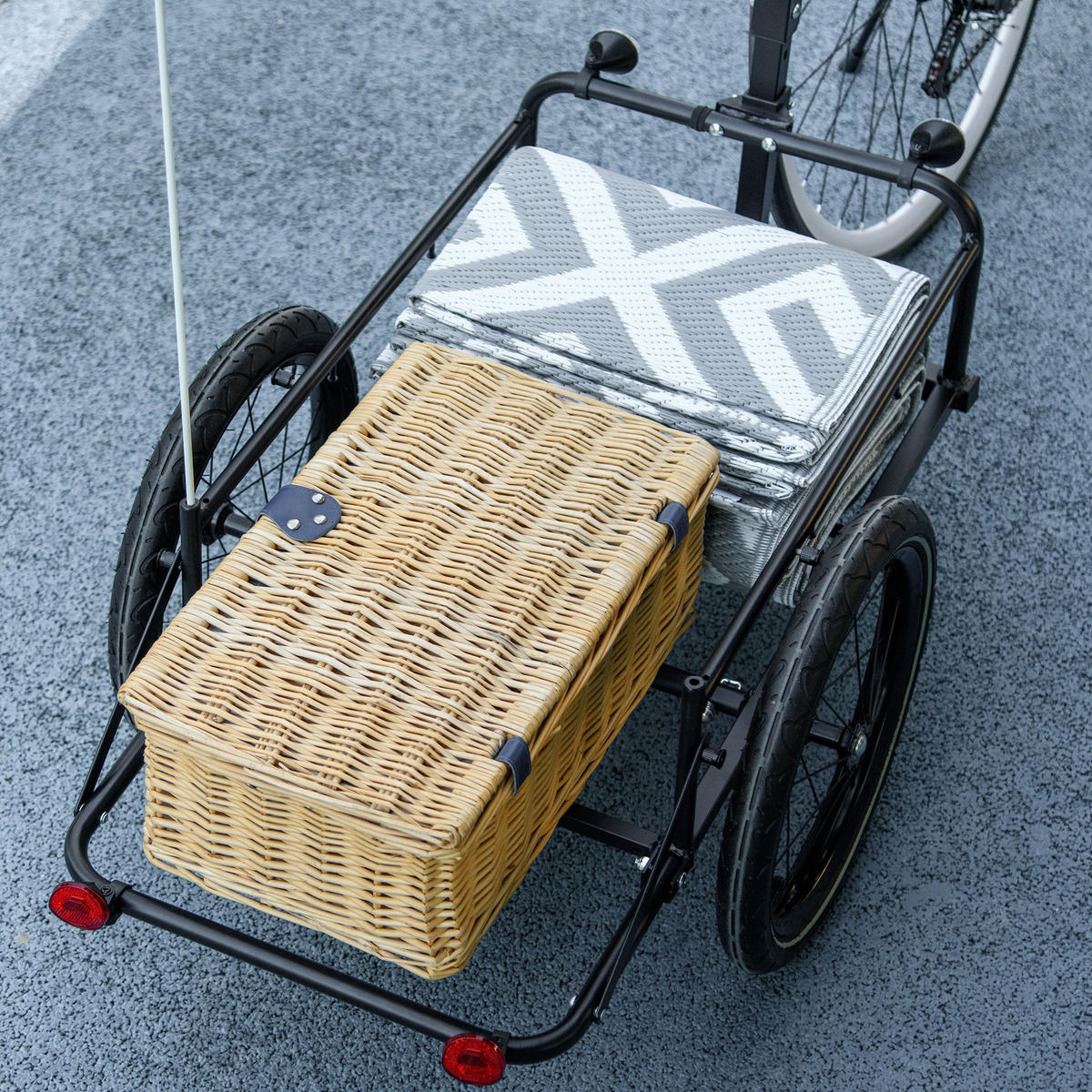 FAHRRADANHÄNGER DE-18150 65 L, abnehmbarer & klappbarer Koffer Grau - Grau, Metall (61/81/145cm) - ComfortXL
