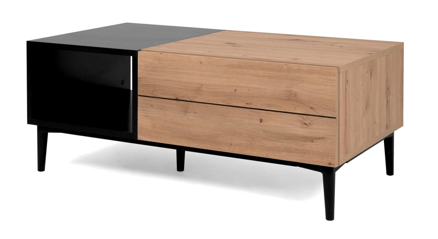 COUCHTISCH Eiche Artisan, schwarz 100 cm, Wohnzimmertisch mit Schubkasten und Ablage - Schwarz/Eiche Artisan, Holzwerkstoff (100/55/40cm) - Furn.Design