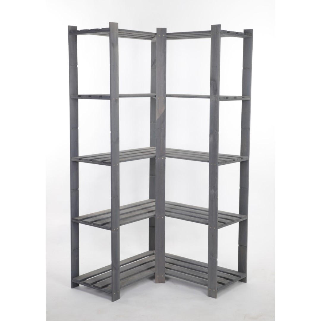 ECKREGAL PINEPEAK 170x85x38cm 5 Fachboden 1,2cm dickes Kiefernholz Grau - Grau, Holz (85/170/38cm) - PROREGAL