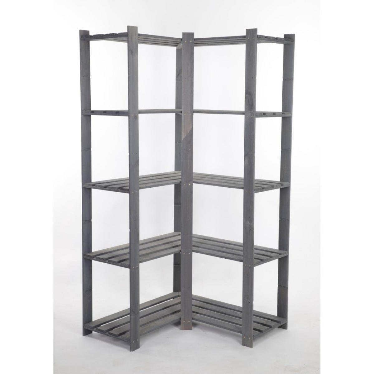 ECKREGAL PINEPEAK 170x85x38cm 5 Fachboden 1,2cm dickes Kiefernholz Grau - Grau, Holz (85/170/38cm) - PROREGAL