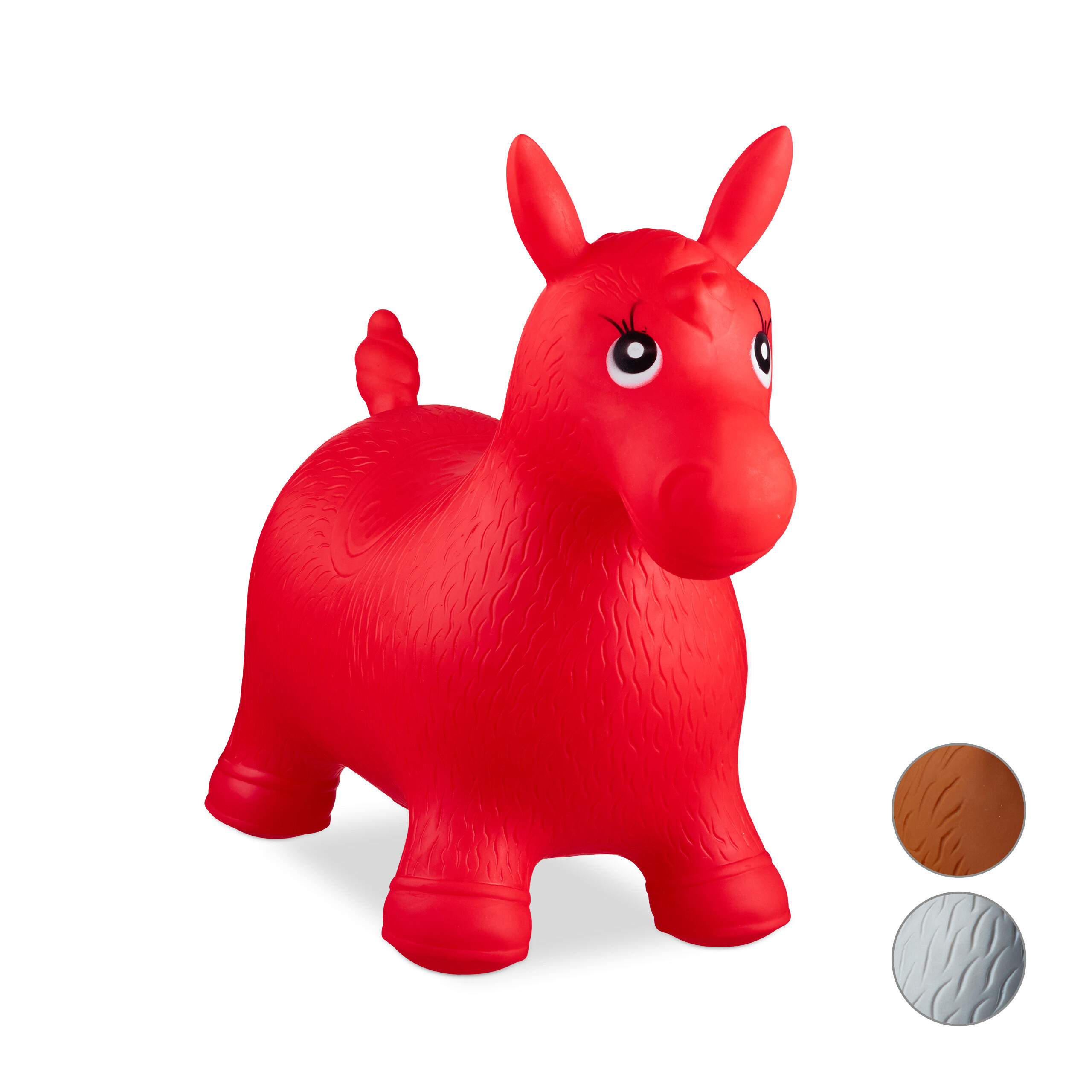 HÜPFTIER Rot Pferd mit Luftpumpe - Rot, Kunststoff (58/26/48cm) - Relaxdays
