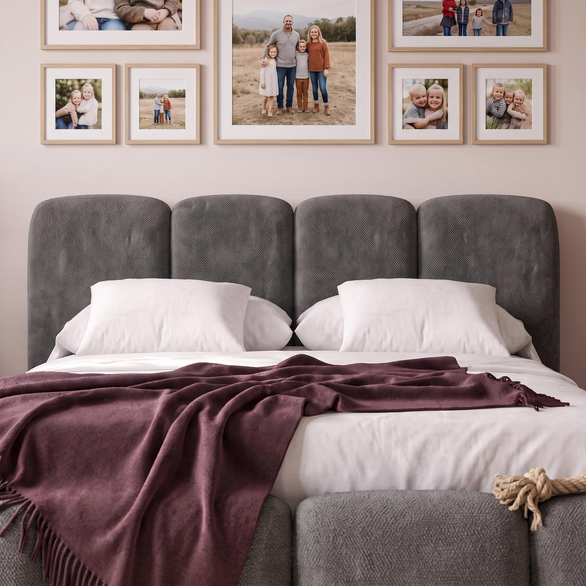 POLSTERBETT SUENO MAXI 200x200 cm in Dunkelgrau, gepolstertes Kopfteil, Metalllattenrost, Bettkasten, Chenille-Stoff - Dunkelgrau/Naturfarben, Holz/Textil (200/200cm) - Muffo