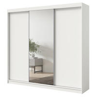SCHWEBETÜRENSCHRANK mit Spiegel Fiore Plus 3D1L 250 Weiß/Silber - Silberfarben/Weiß, Holzwerkstoff/Metall (250/236/60cm) - mzm24