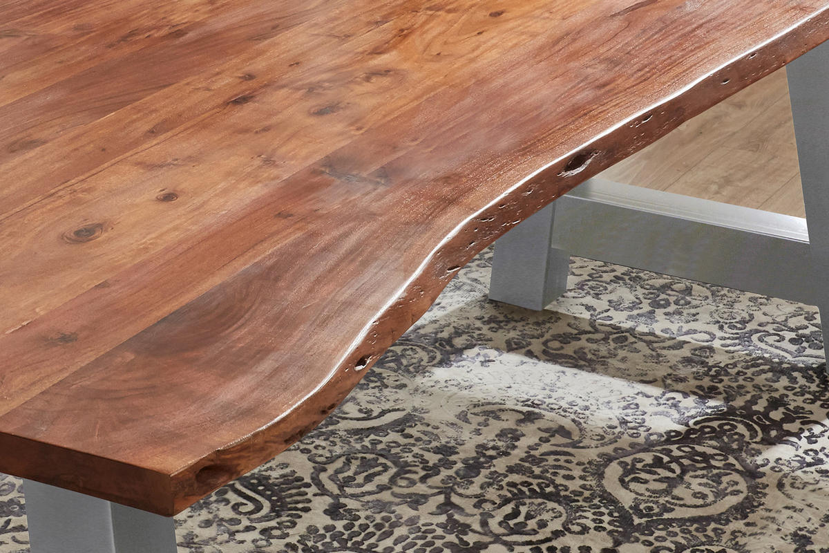 ESSTISCH ADELAIDE - Silberfarben/Braun, Holz/Metall (100/280/77cm) - SAM