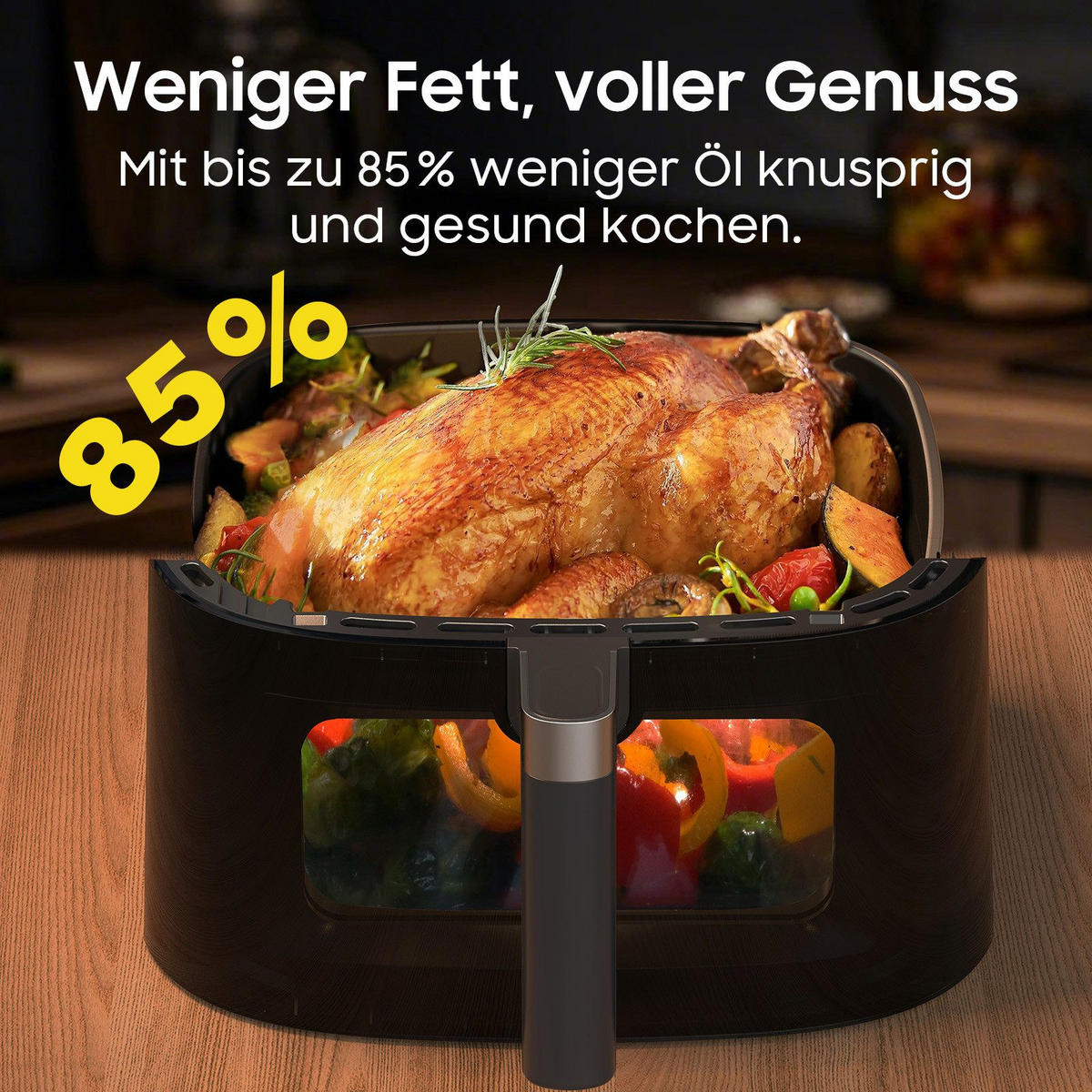 HEISSLUFTFRITTEUSE 9 Liter - Schwarz, Metall (31/32/31cm) - Aimax