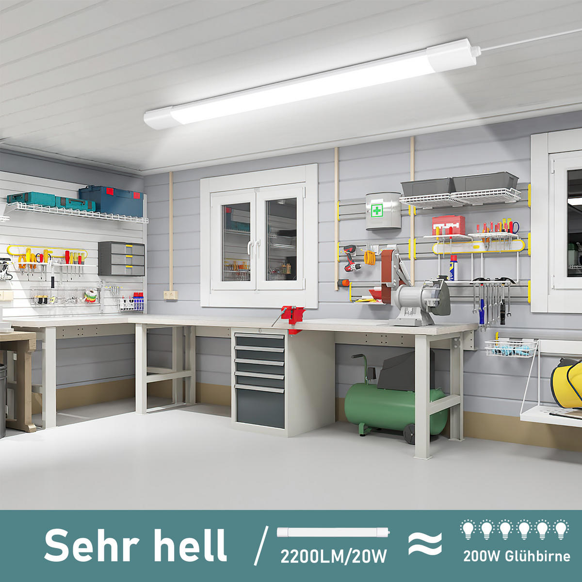 DECKENLEUCHTE LED TR1215 20W 57/6.9/3.2 CM 2er-Set - Weiß, Kunststoff (57/6.9/3.2cm) - LOVHAUS