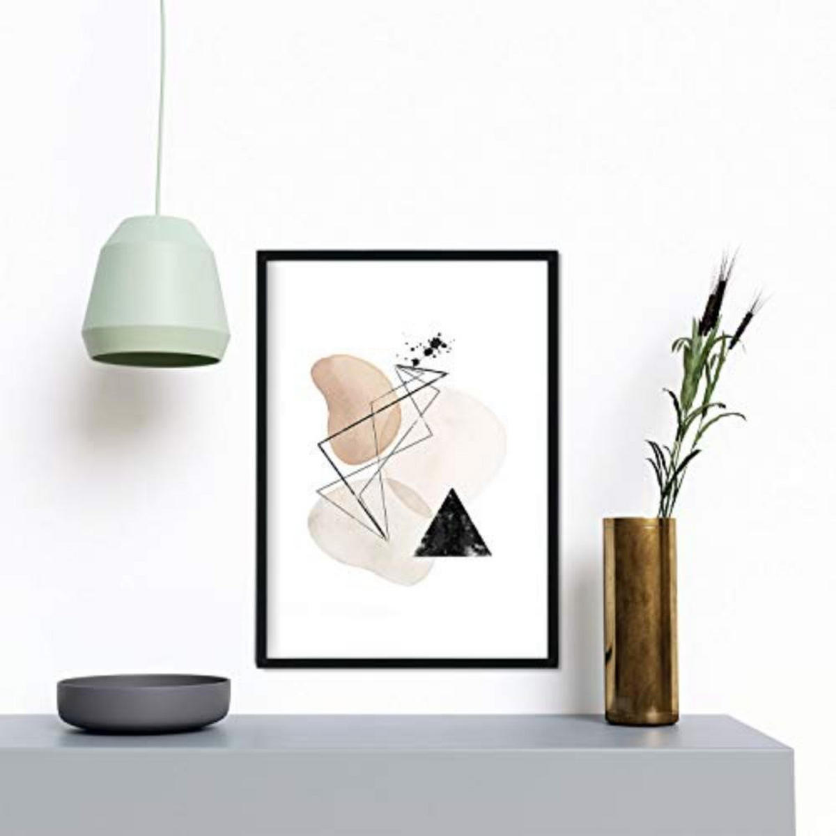POSTER Set mit 4 Blätter und abstrakten Formen mit braunen Tönen A4 Schwarzer Rahmen - Schwarz, Papier (29.7/3cm) - Nacnic