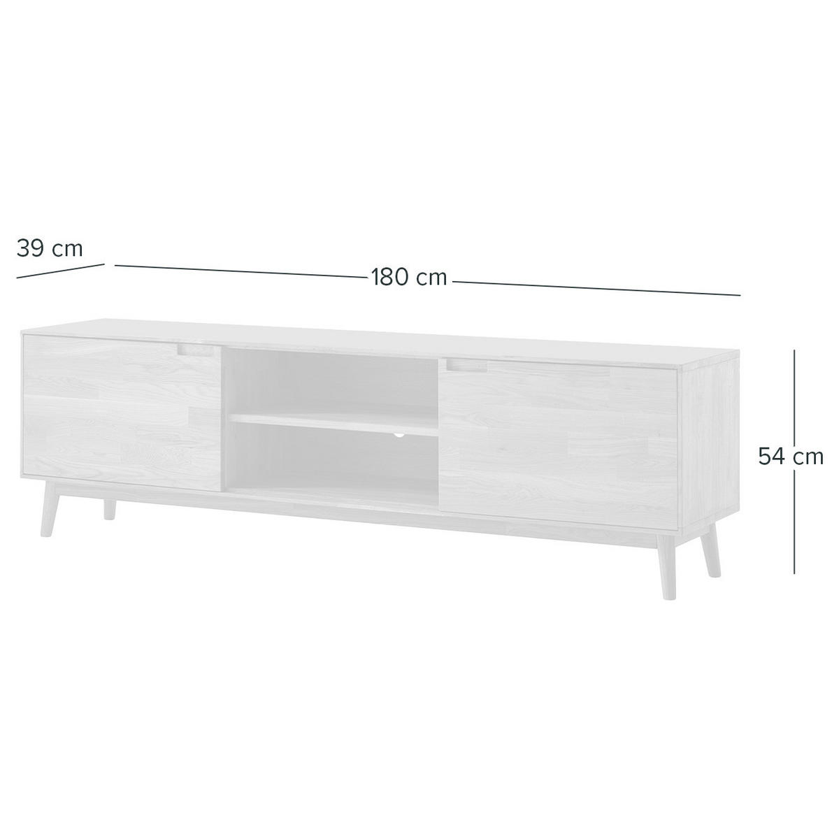 TV-LOWBOARD - Eiche massiv - Eiche - Eichefarben/Braun, Holz (180/54/39cm) - home24