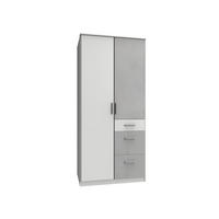 KLEIDERSCHRANK Joker in Weiß mit Beton - Drehtürenschrank 2 türig - Weiß, Holzwerkstoff (91/199/58cm)