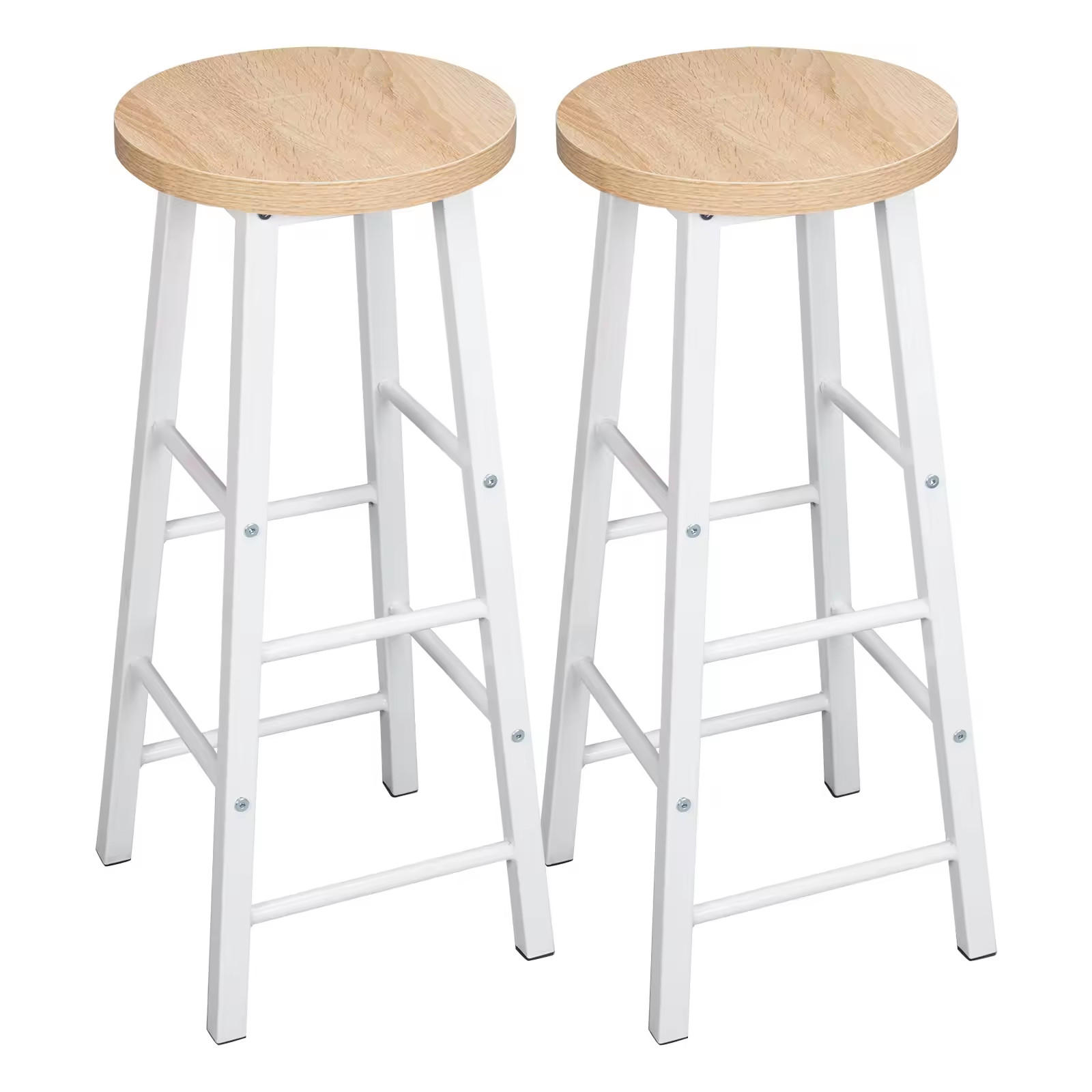BARHOCKER DE-36156 2er Set im Bistro-Stil Helle Eiche - Eichefarben, Metall (30/71/30cm) - ComfortXL