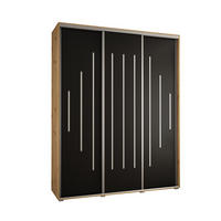 SCHWEBETÜRENSCHRANK 235,2/200/45 3-türig - Silberfarben/Schwarz, Holz/Metall (200/235/45cm) - Abiks Möbel