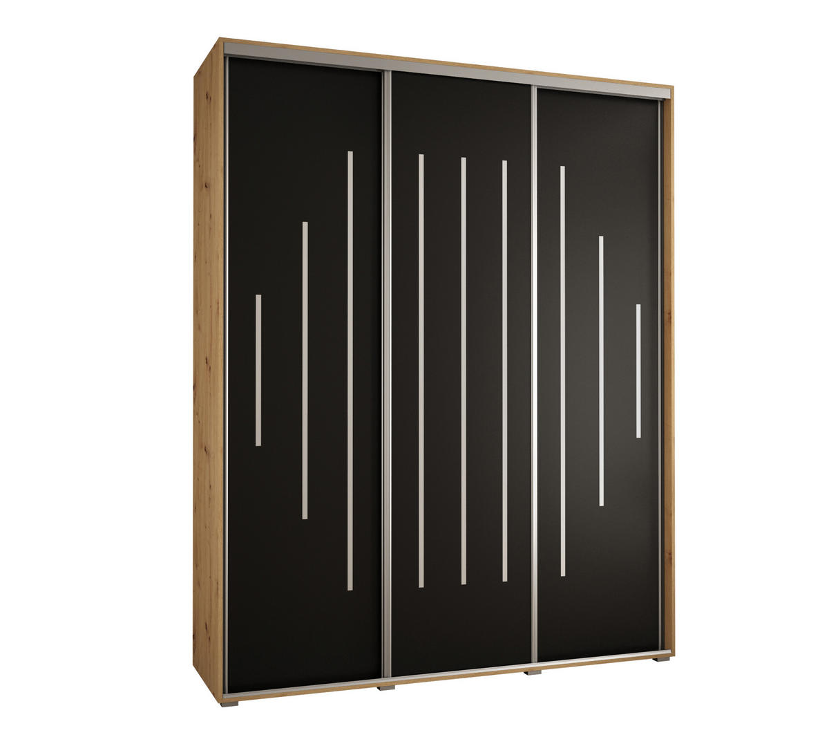 SCHWEBETÜRENSCHRANK 235,2/200/45 3-türig - Silberfarben/Schwarz, Holz/Metall (200/235/45cm) - Abiks Möbel