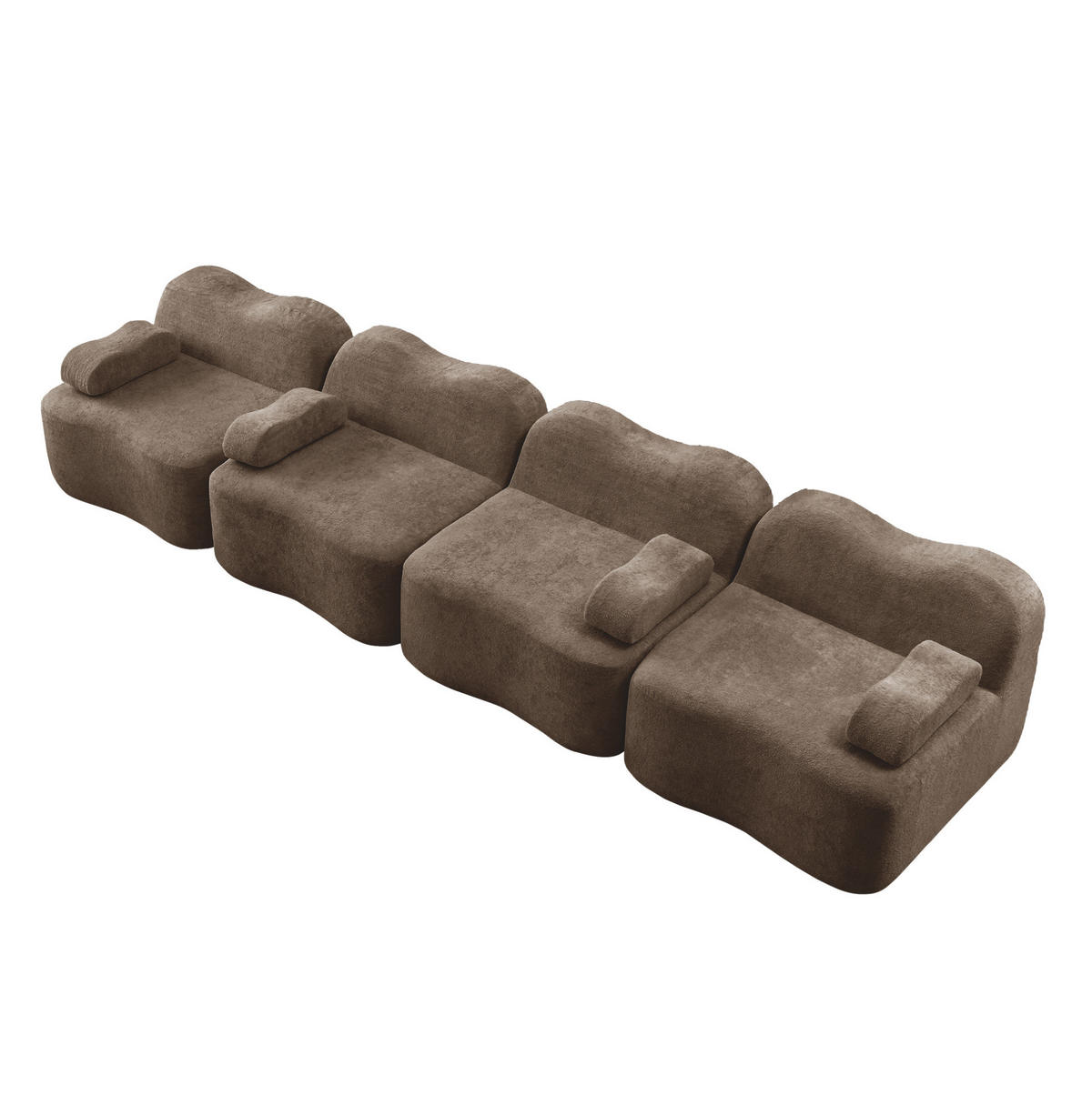 ECKSOFA modular mit Hocker Samt Braun - Braun, Holzwerkstoff (98/70/384cm) - Meubliv