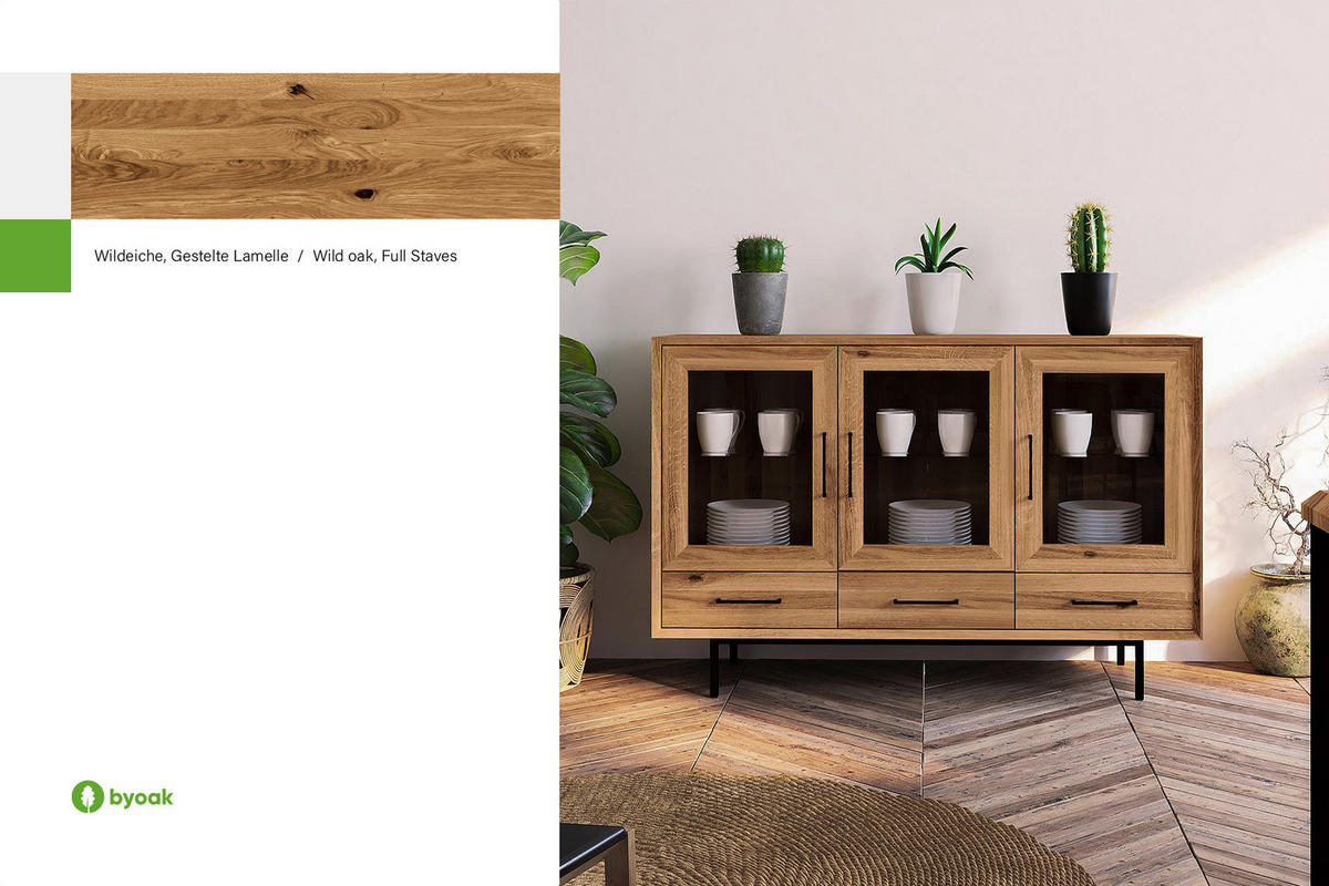 SIDEBOARD LEON Wildeiche - Wildeiche, Holz (144/95/45cm) - byoak