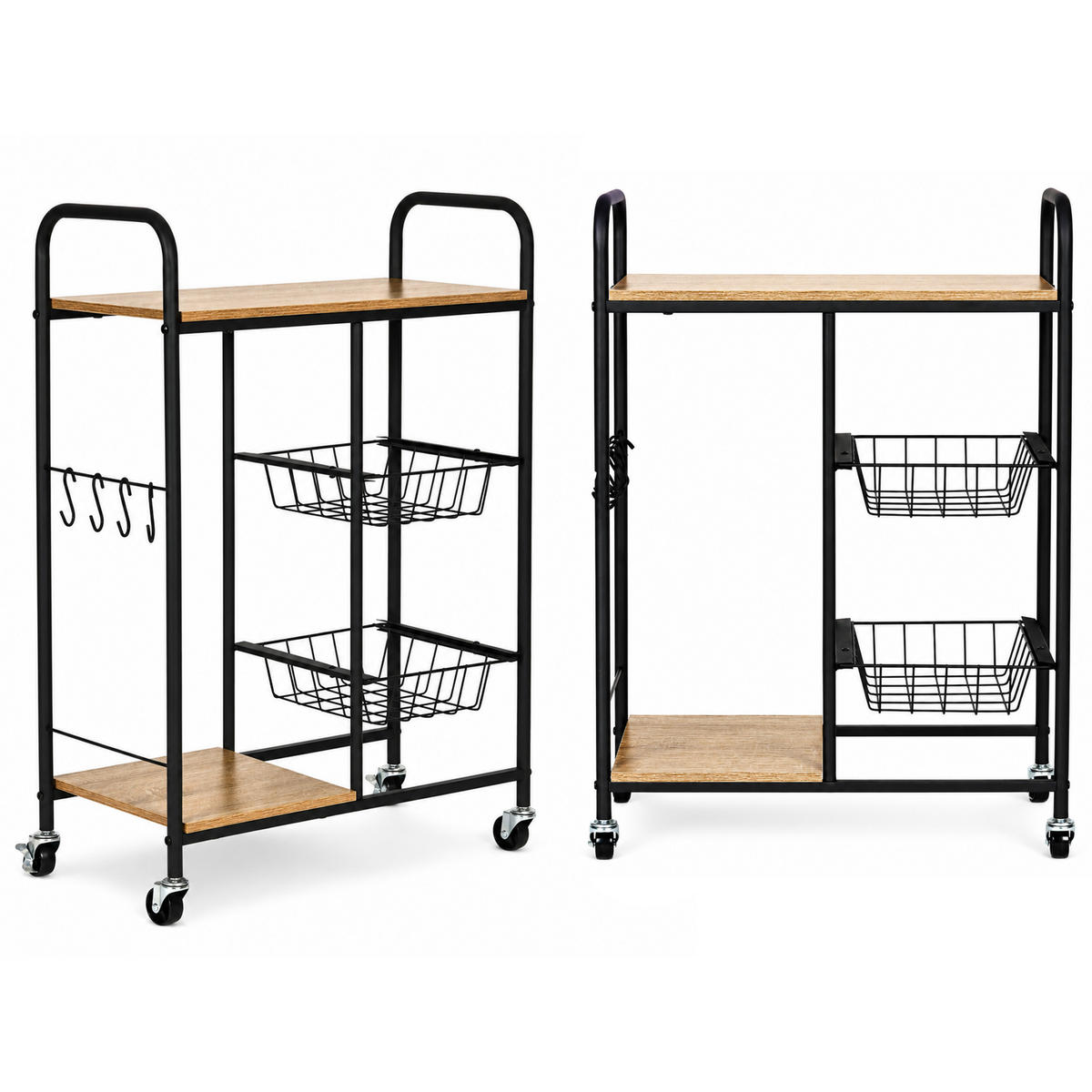 KÜCHENWAGEN TAVO Eichenoptik Schwarz - Schwarz/Braun, Holzwerkstoff/Metall (56.5/86.5/30cm) - Mat-Haus