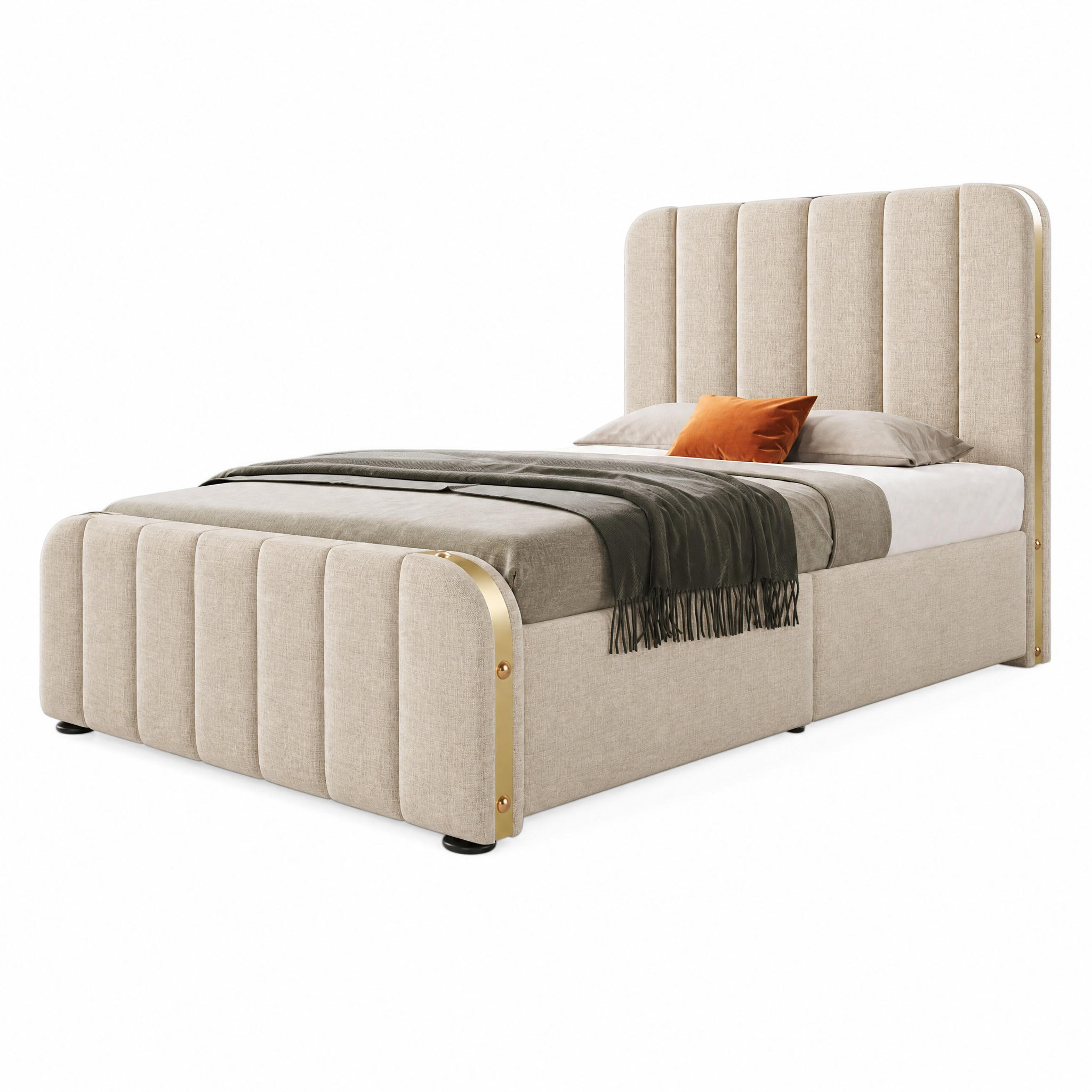 Beauniv Polsterbett Beige 90x200 cm