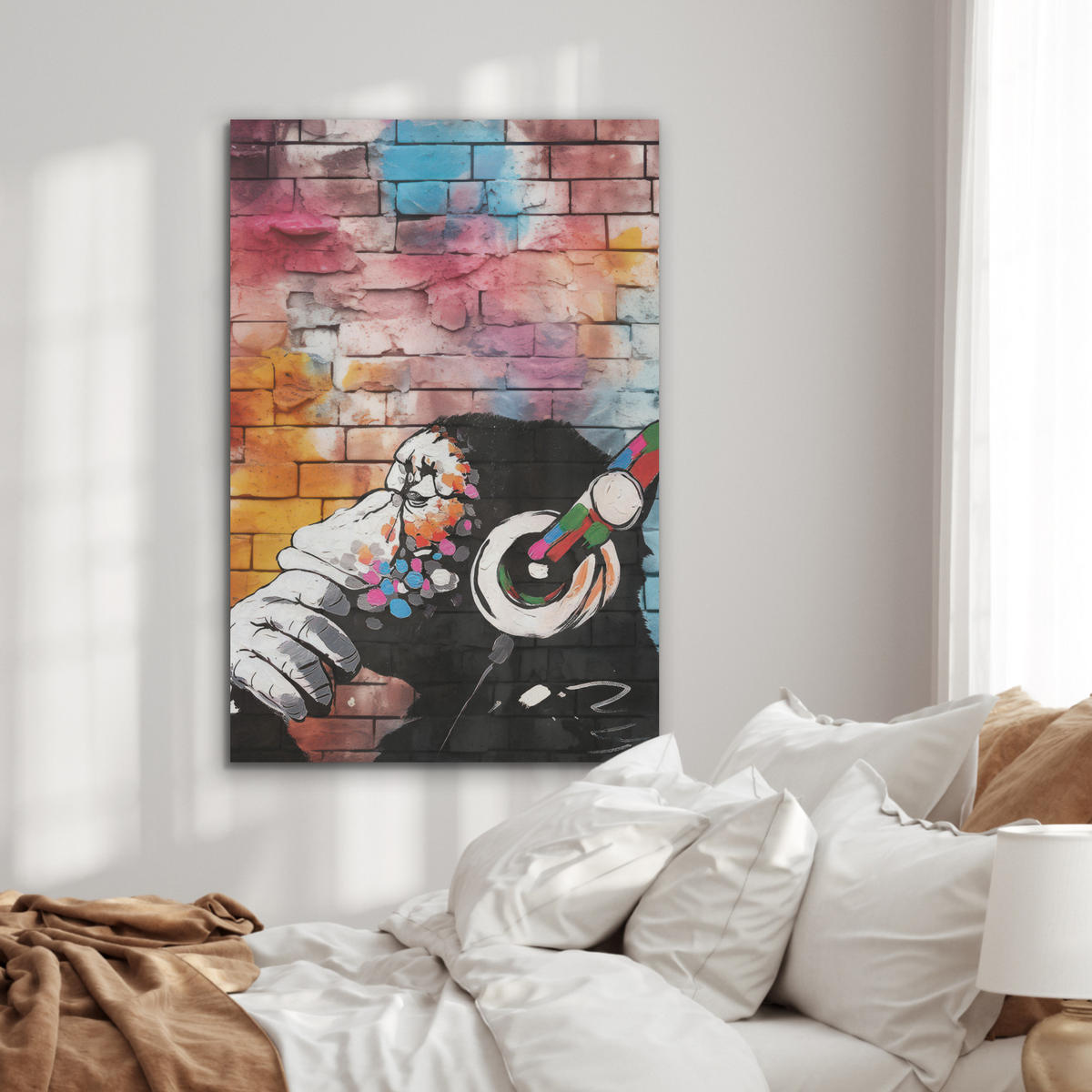AKUSTIKBILD Affe - Graffiti - Musik Wanddeko 60x90 cm - Multicolor, Kunststoff (60/90/0.9cm) - MuchoWow
