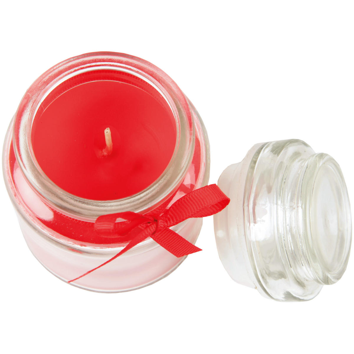 DUFTKERZE im Bonbonglas mit Deckel Rose 30h - Rot, Glas (7/10cm)