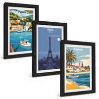 BILDER SET 3er Set - 20x30 cm Schwarzer Rahmen - Küstenstädte und Architektur - Schwarz, Kunststoff (20/30cm) - TULUP
