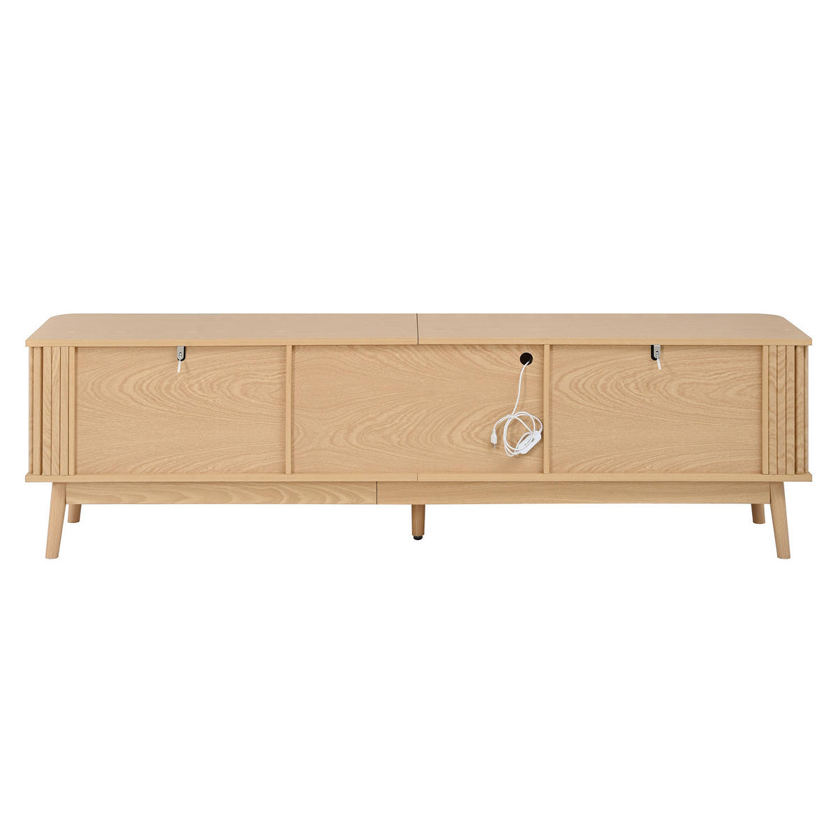 LOWBOARD DE-40203 mit ESG-Glastüren und LED Natur - Naturfarben, Holzwerkstoff (180/50/40cm) - ComfortXL