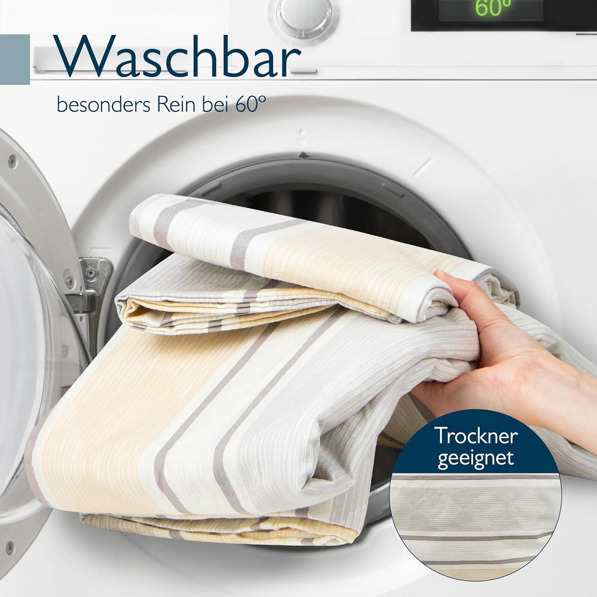 BETTWÄSCHE Viola 155x220cm + Kissenbezug 80x80cm Beige Biber - Beige, Textil (155/220cm) - Beautissu 