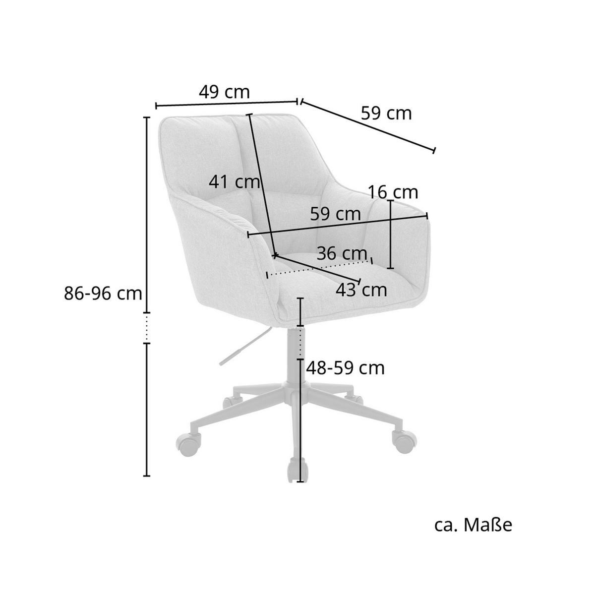 SCHREIBTISCHSTUHL JERRY Samt Dunkelgrau - Dunkelgrau/Anthrazit, Textil/Metall (59/96/59cm) - SVITA