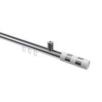 GARDINENSTANGE INNENLAUF Sonius Mavell 140 cm, 1-läufig, 20 mm Ø Chrom - Chromfarben/Weiß, Metall (140cm) - INTERDECO