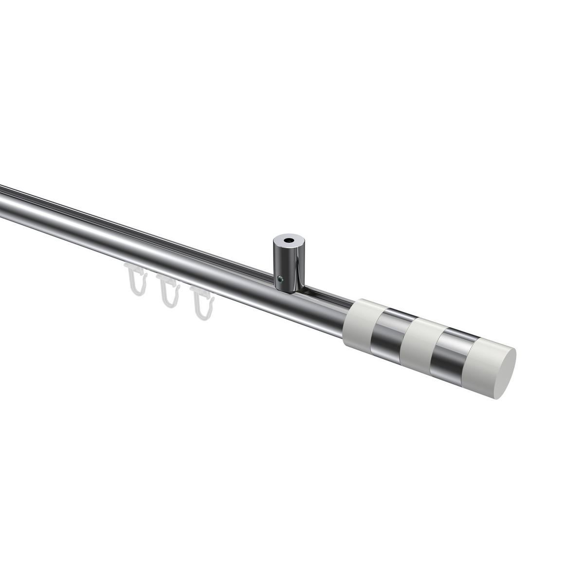 GARDINENSTANGE INNENLAUF Sonius Mavell 140 cm, 1-läufig, 20 mm Ø Chrom - Chromfarben/Weiß, Metall (140cm) - INTERDECO