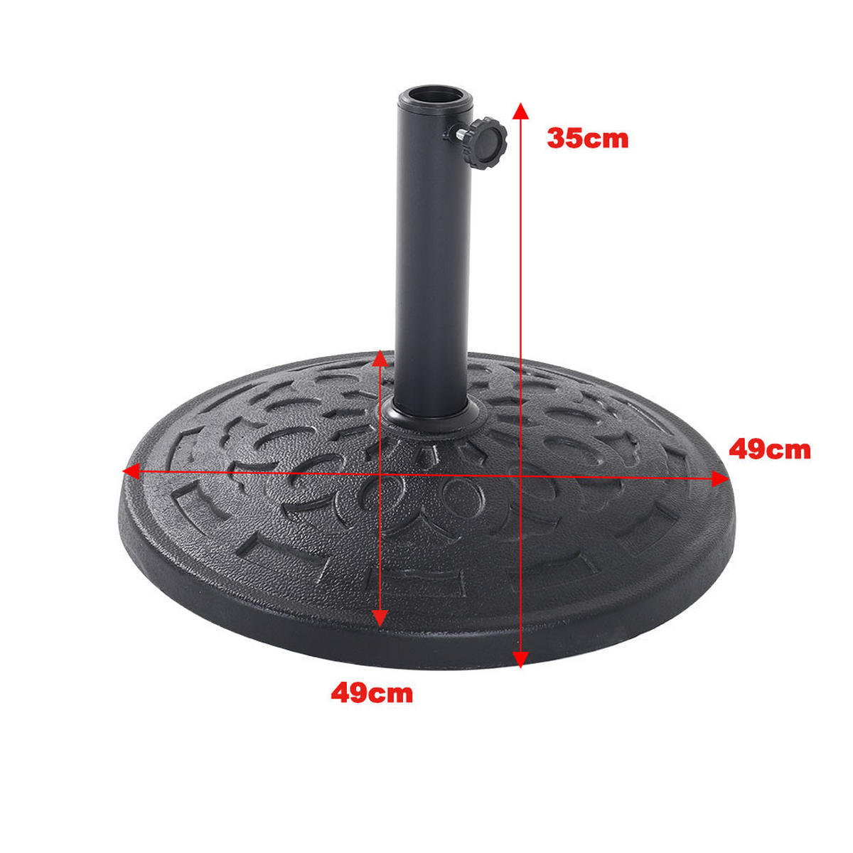 SONNENSCHIRMSTÄNDER Sonnenschirmfuß aus Kunststoff in Rattanoptik Schwarz wetterfest und standfest ohne Befüllen Ø98 × 35 cm 14 kg - Schwarz, Kunststoff (57/51cm) - Livingandhome