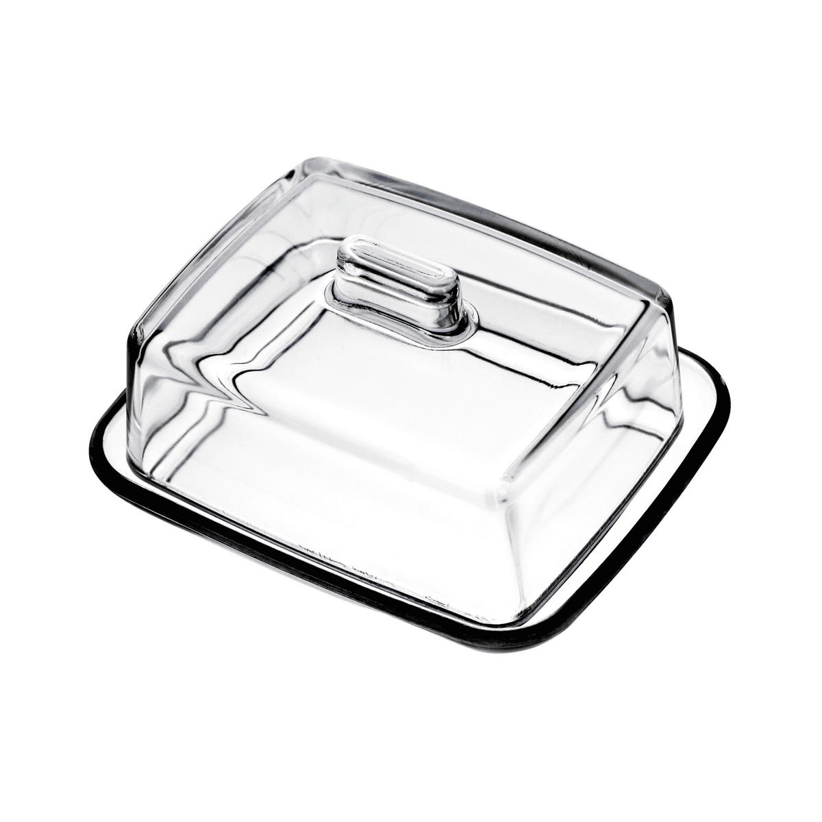 BUTTERDOSE aus Glas mit Deckel, 14 x 12 cm - Transparent, Glas (12/7/14cm) - KADAX