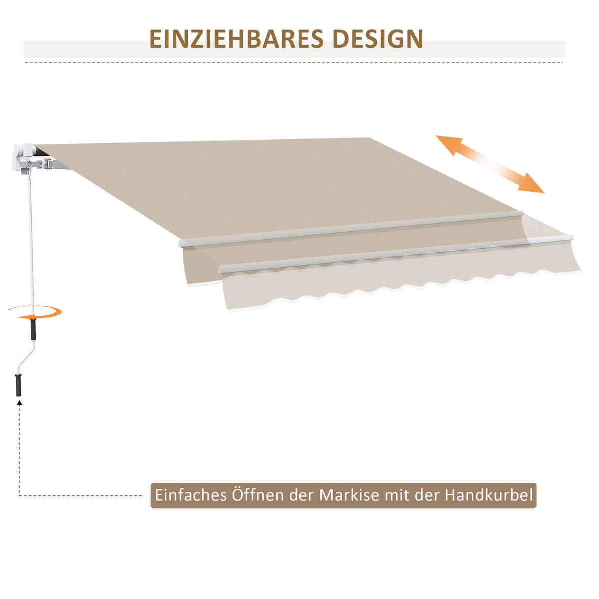 MARKISE, Beige+Weiß, Aluminium, Eisen, Polyester - Beige, Metall (245/350/395cm) - Outsunny
