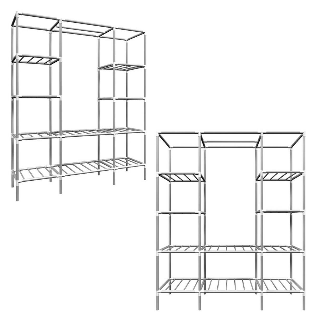 XXL-METALL-KLEIDERSCHRANK 178x148x44,5 cm - Silberfarben, Metall (44.5/178/148cm) - eyepower