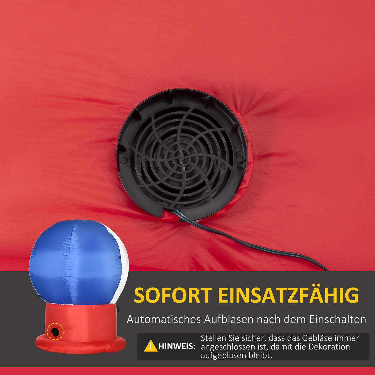AUFBLASBARE Weihnachtsdekoration, Polyester-Stoff(100%), Blau - Blau, Kunststoff (110/150/110cm) - Outsunny