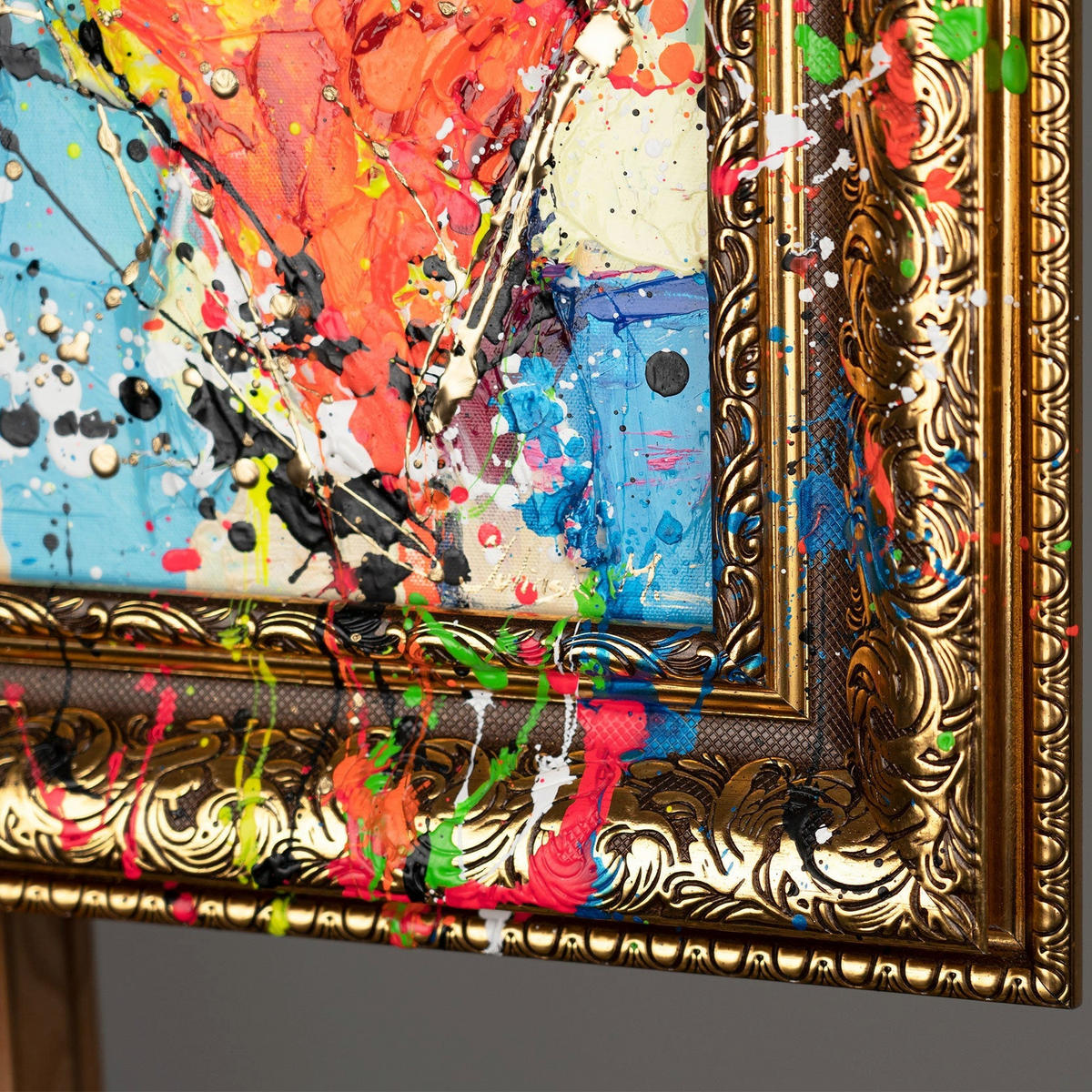 GEMÄLDE Palette der Liebe Schattenfugenrahmen Gold 140x100 cm - Goldfarben, Holz (140/100cm) - YS-art gallery