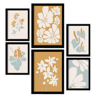 POSTER Set Mit 6 Blumenrahmen 2 In Blume Zusammenfassung Ästhetische Dekorative Gemälde Für Ihr Wohnzimmer Zuhause A3 & A4 Schwarzer Rahmen - Schwarz, Papier (29/3cm) - Nacnic