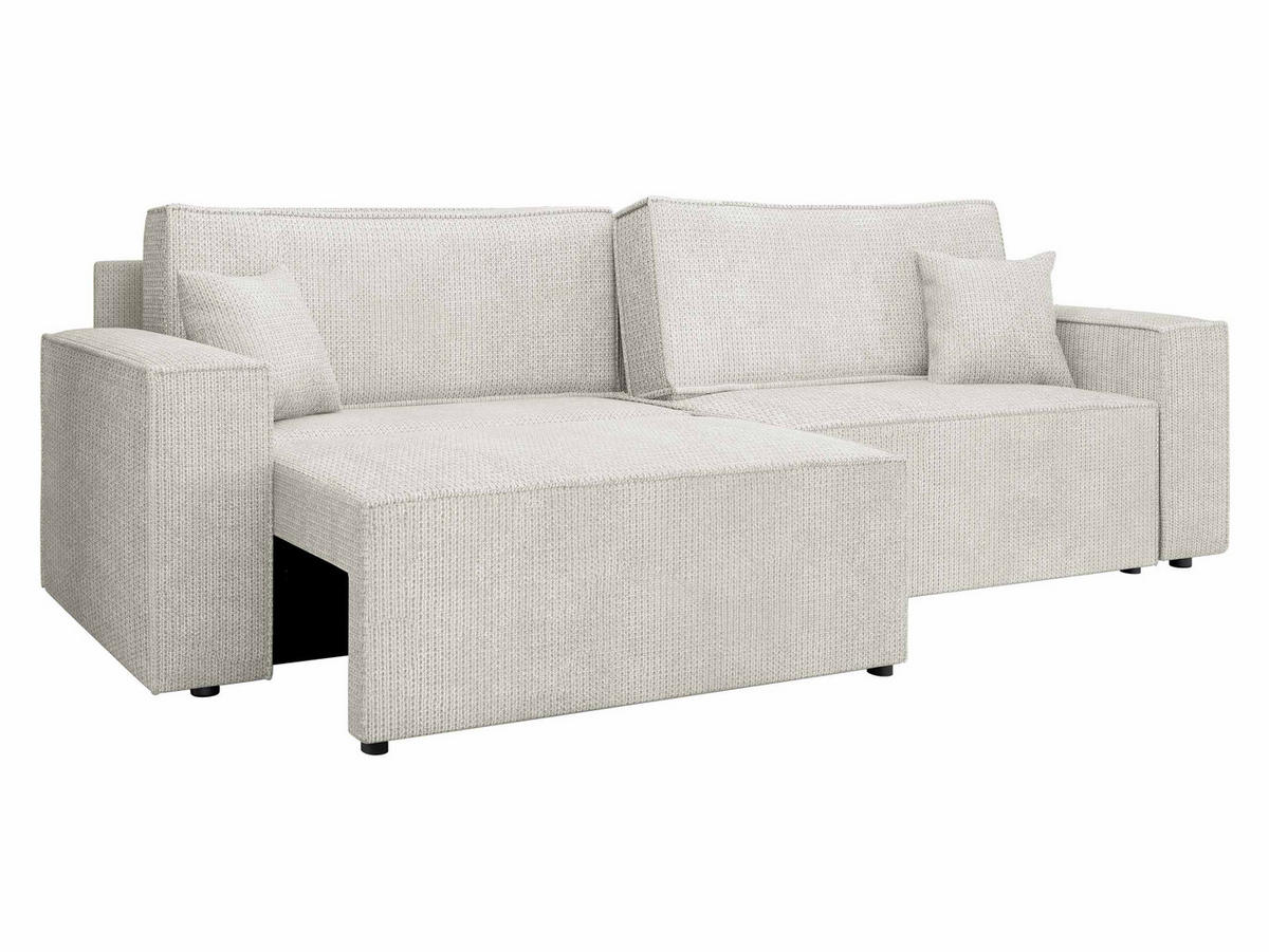 SCHLAFSOFA Karl mit L-Funktion - Creme/Schwarz, Holz/Kunststoff (245/82/139cm) - MIRJAN24