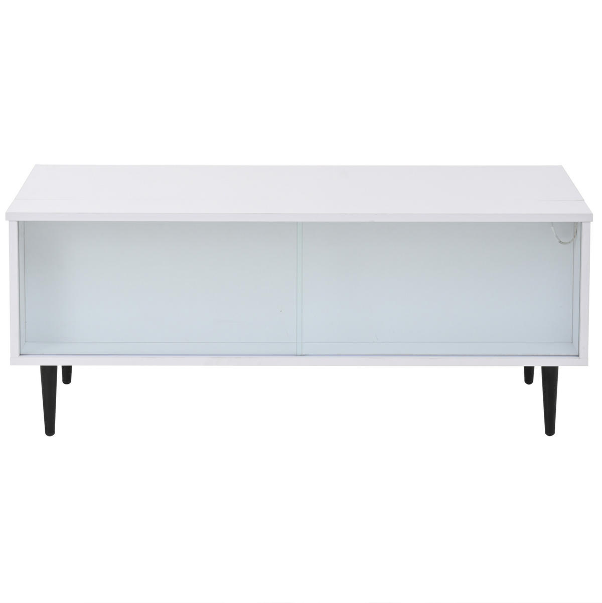 KLUB stolić 105/50/43 cm bijeli od iverice s podiznom pločom LED rasvjetom i skrivenim spremištem - bijela, drvni materijal (105/50/43cm) - OKWISH