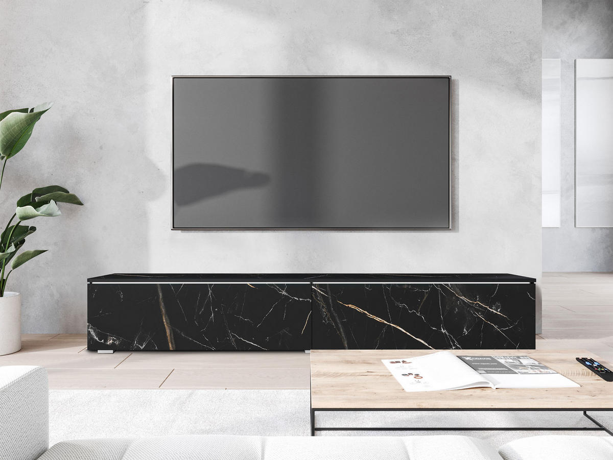 TV-LOWBOARD D180 mit weißer LED Beleuchtung - Silberfarben/Multicolor, Holzwerkstoff/Kunststoff (180/30/33cm) - MIRJAN24