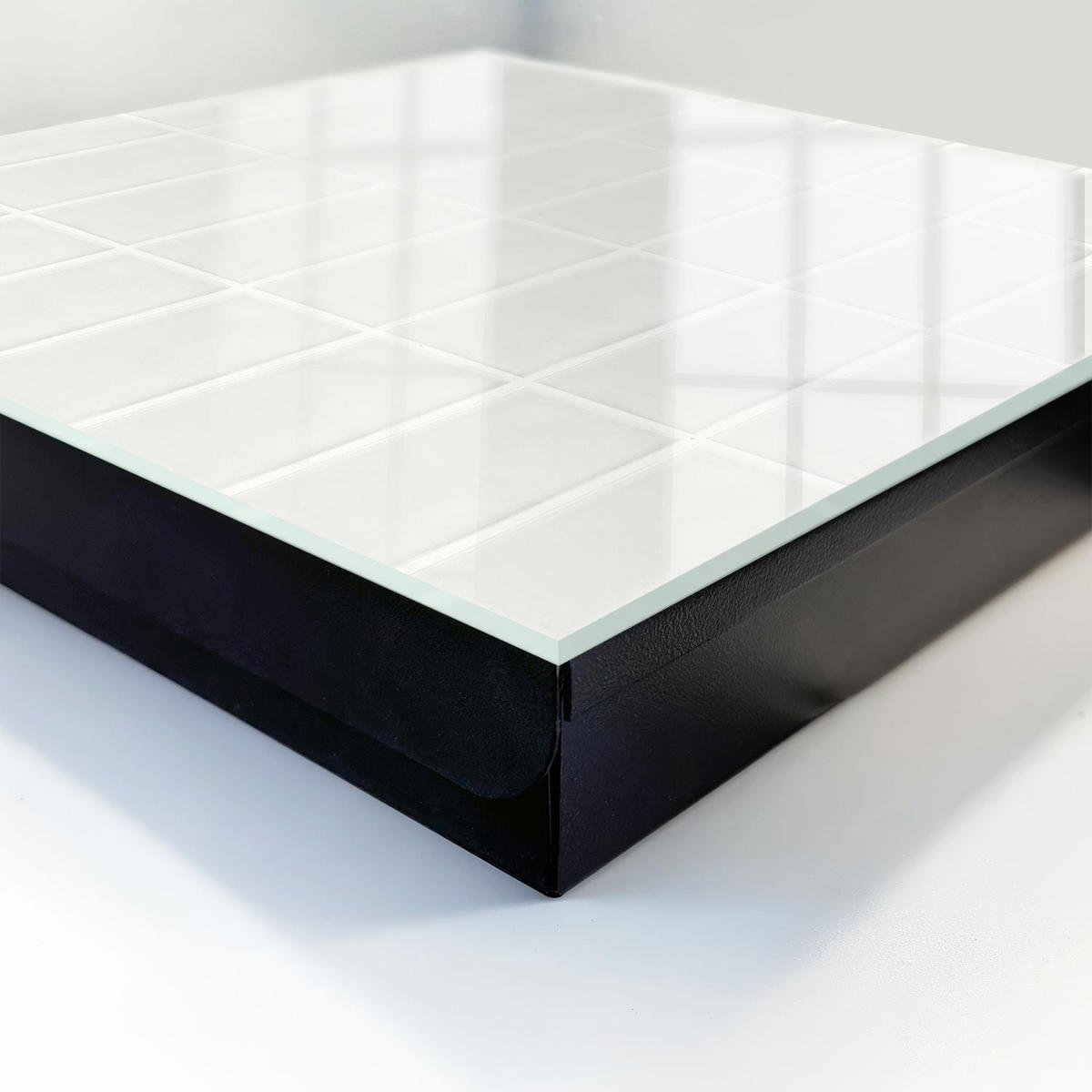 SCHLÜSSELBOX Schwarz 30x30 cm- Türöffnung nach rechts - Helle Fliesen - Weiß, Metall (30/30/5cm) - TULUP