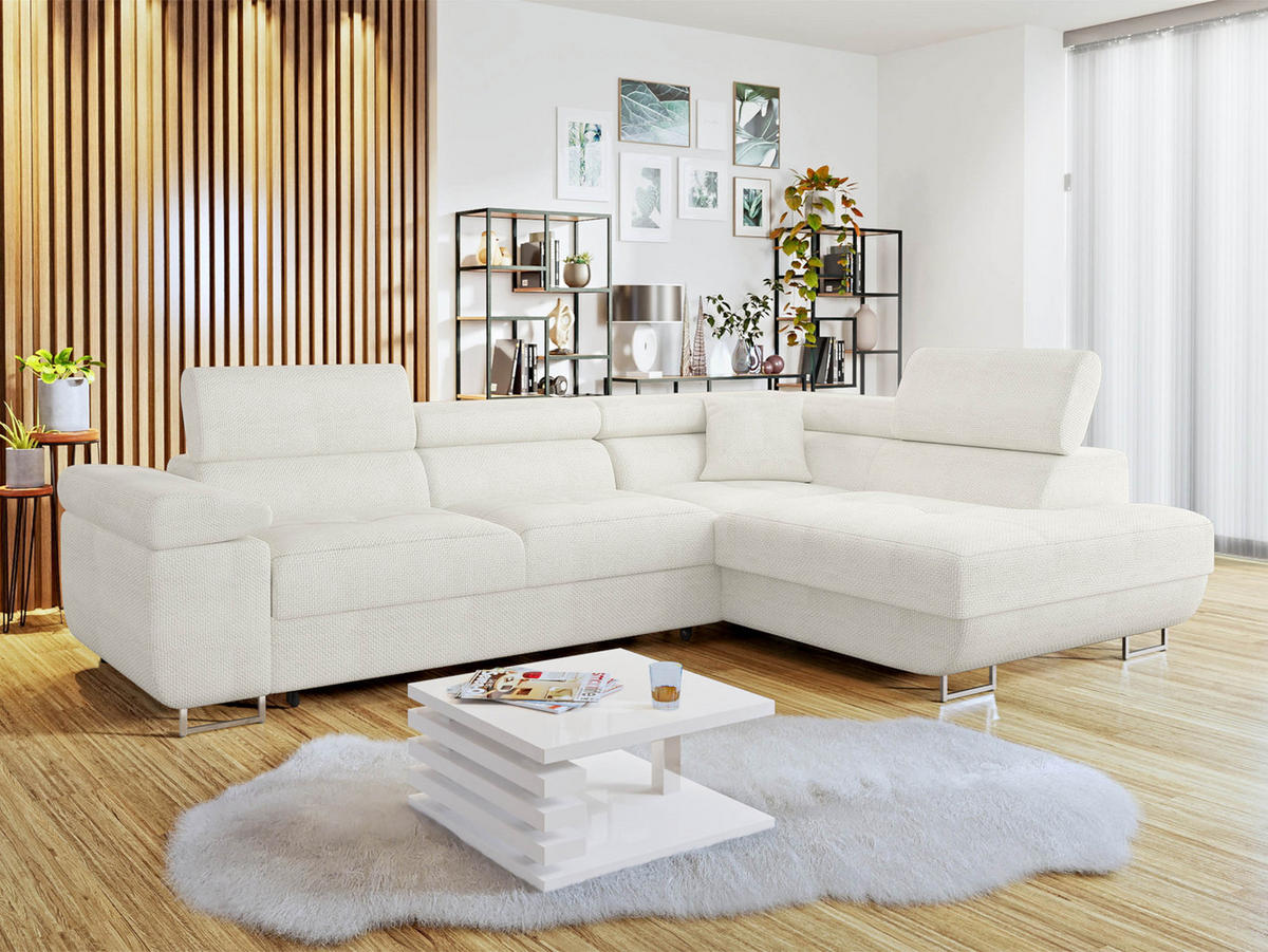 ECKSOFA Torezio, Seite: Rechts - Ecru, Holz/Textil (274/203cm) - MIRJAN24