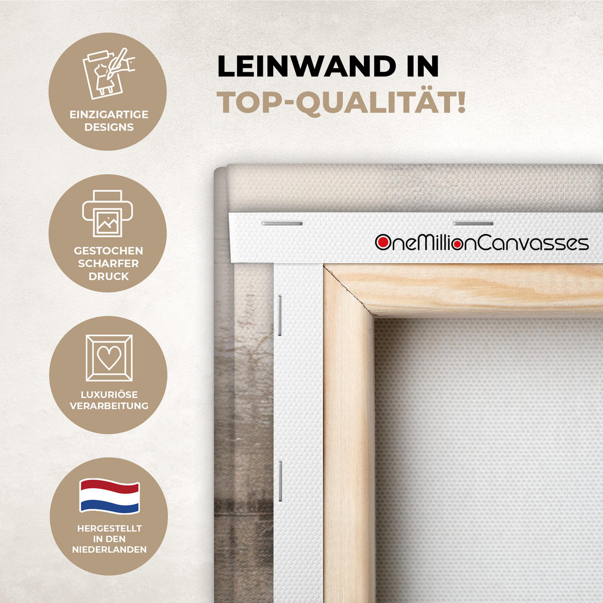 LEINWANDBILD Moderne Kunst - Abstrakt - Beige Gemälde 60x40 cm - Beige, Textil (60/40cm) - MuchoWow