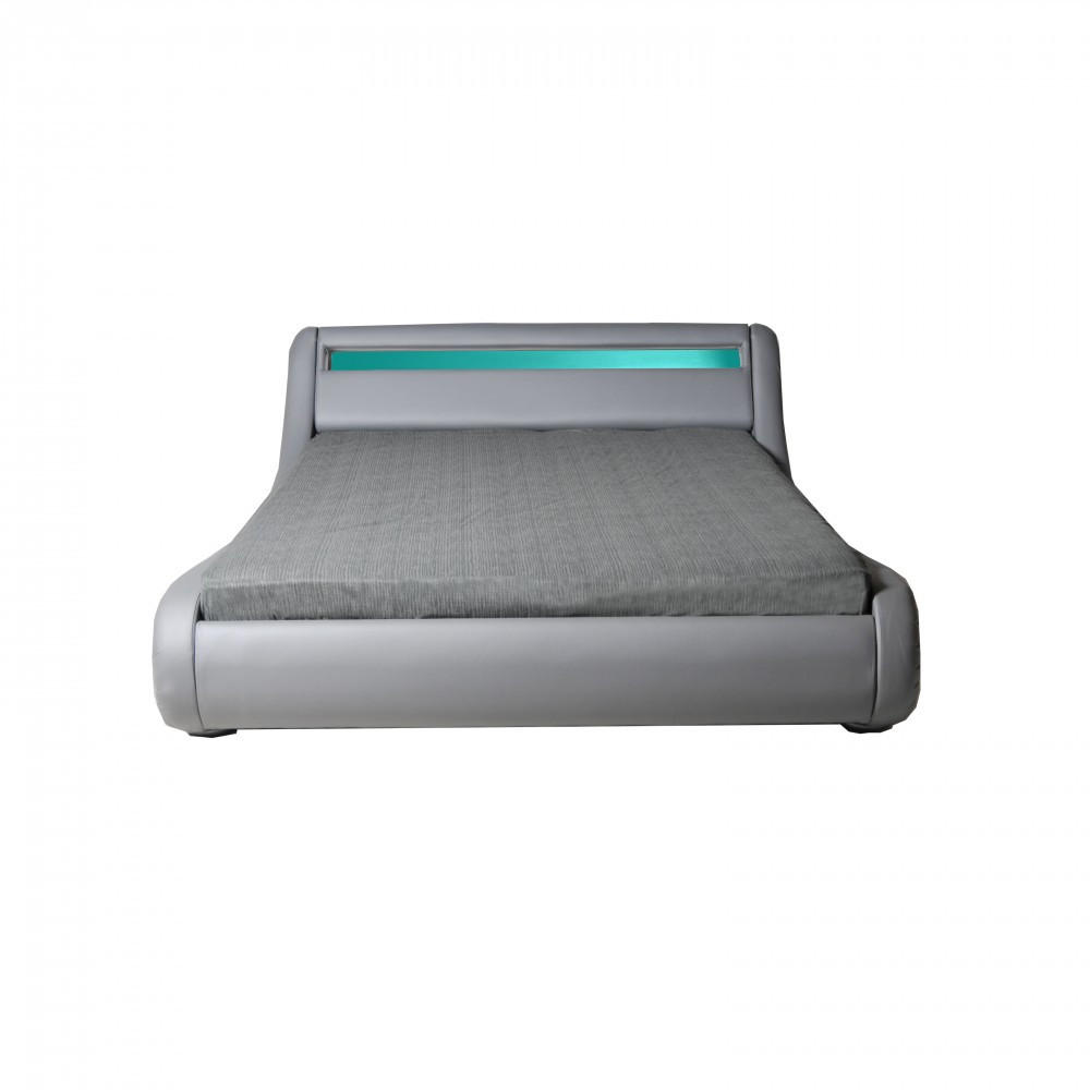 BETT WAVE 160x200 LEDS integriert + 1 Bettkasten / Grau - Grau, Holzwerkstoff - Weber Industries