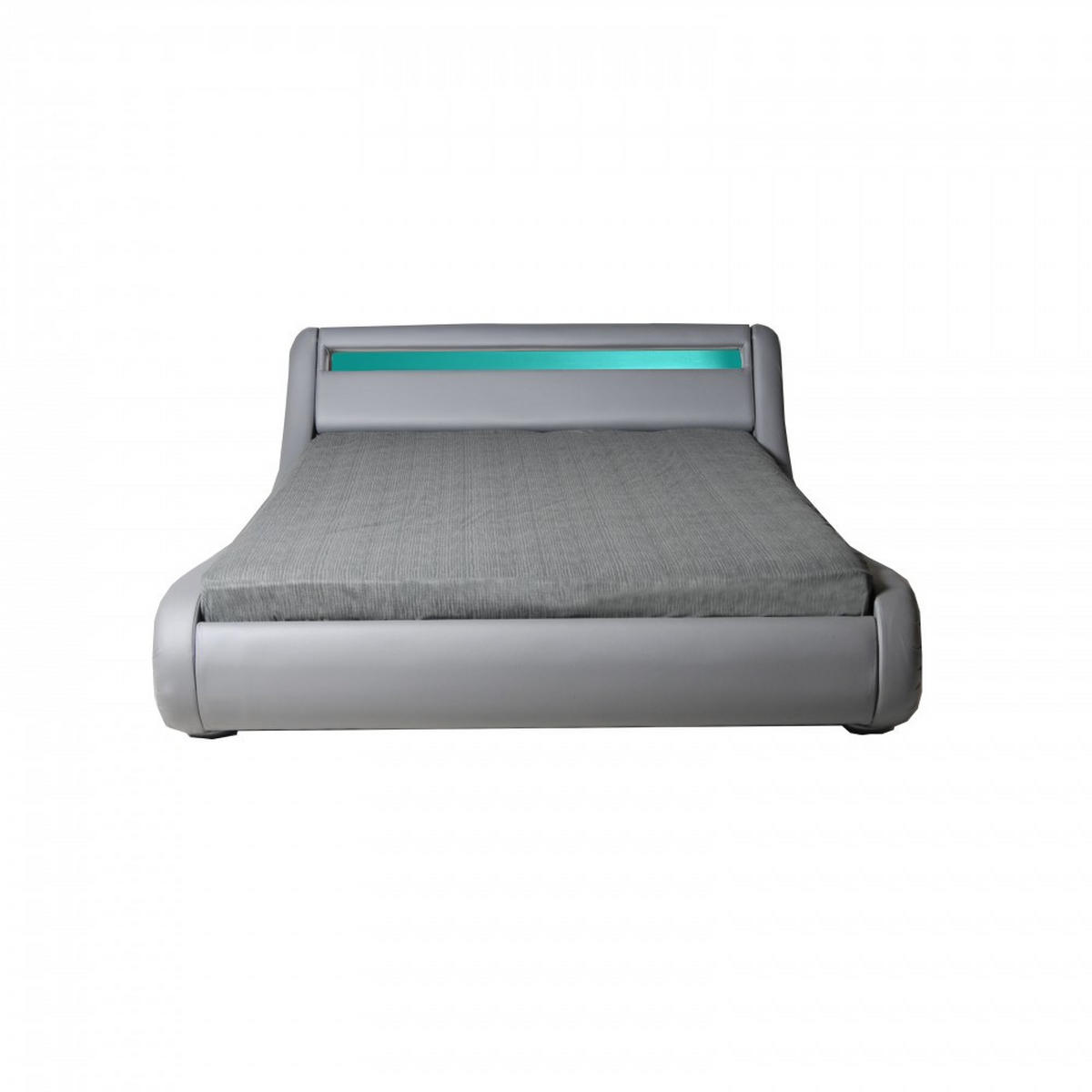 BETT WAVE 160x200 LEDS integriert + 1 Bettkasten / Grau - Grau, Holzwerkstoff - Weber Industries