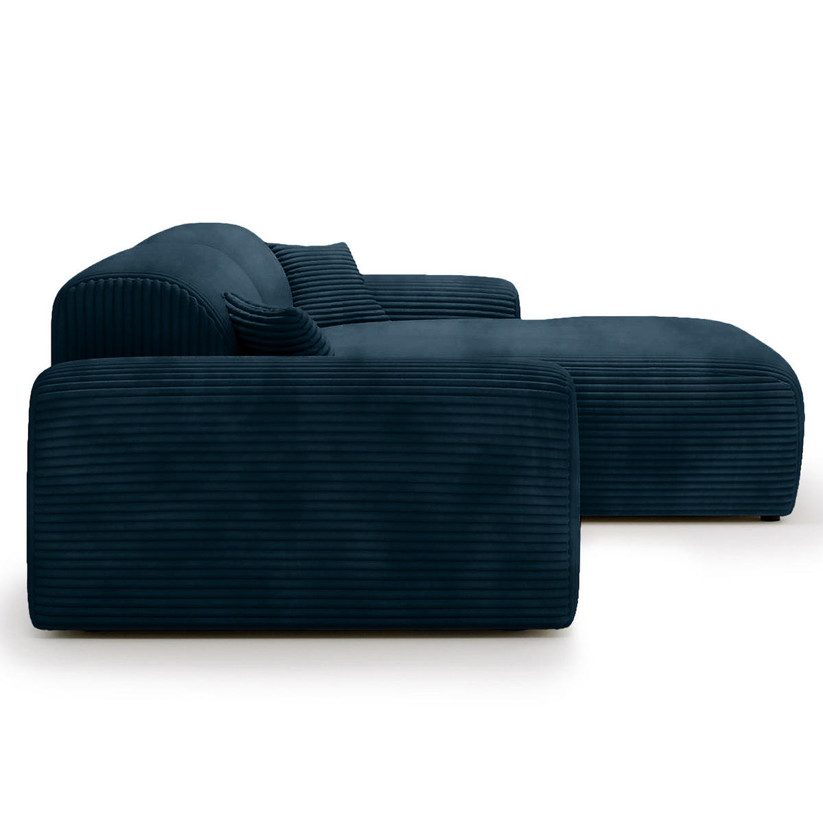 ECKSOFA mit Longchair - Cord - Blaugrau/Schwarz, Kunststoff/Textil (284/178cm) - home24