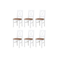 STUHL Nilo 11 (6er Set) - Weiß/Cappuccino, Holz (43/94/40cm) - Leaf Design